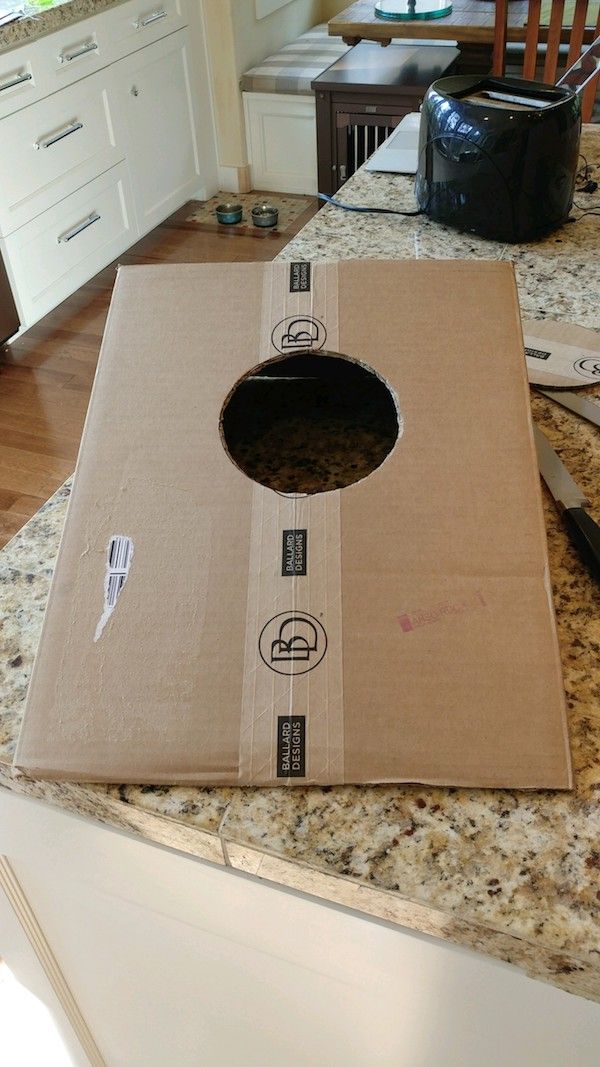 an open box sitting on top of a kitchen counter