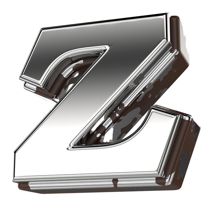 the letter z is made up of shiny metal