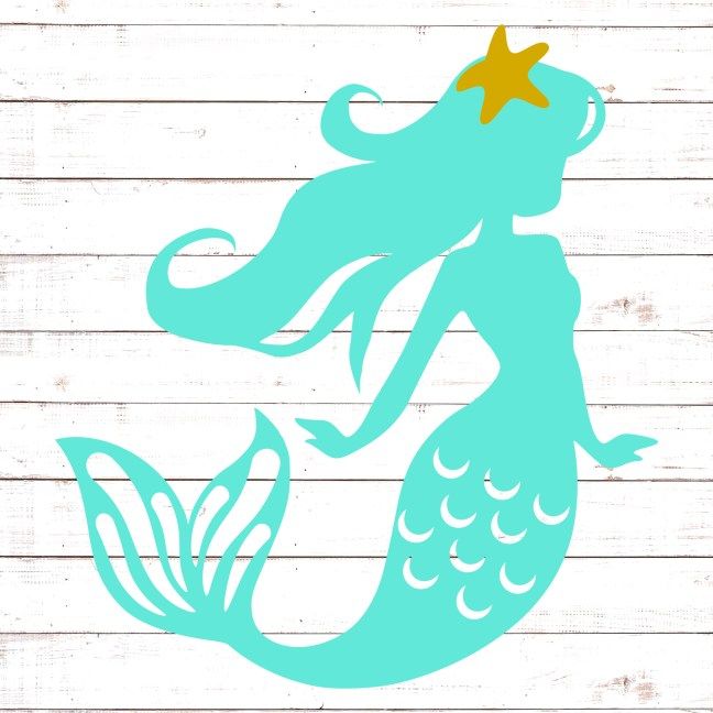 the silhouette of a mermaid with a starfish on it's tail is shown