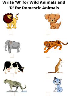 an animal worksheet with animals and their names