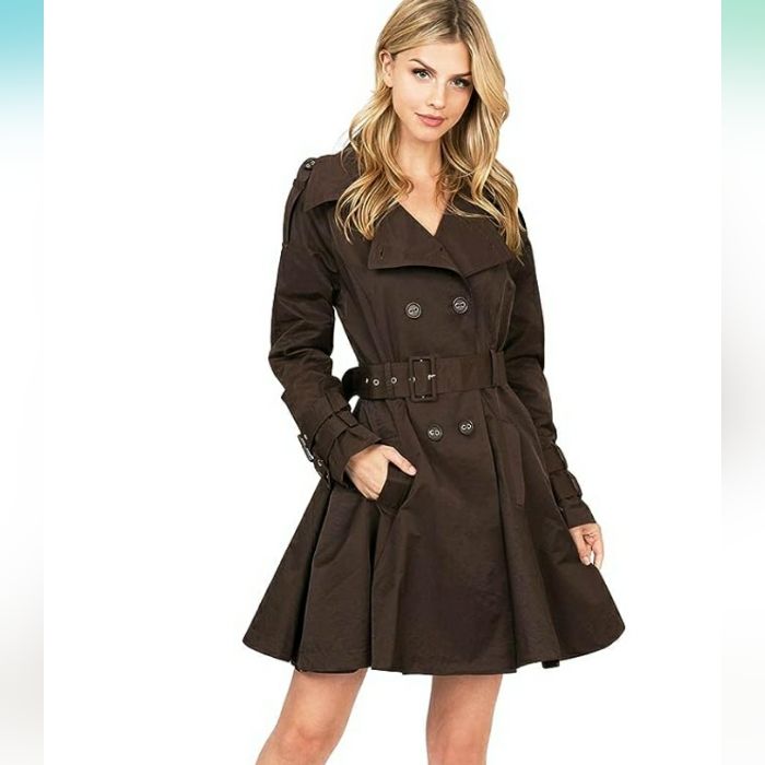 Brown Trench Coat Can Be Worn As A Dress Or A Classic Trench Size Medium Womens Water Resistant Nwt Extremely Flattering To Any Waist! Fall Knee-length Single-breasted Outerwear, Spring Single Breasted A-line Outerwear, Single-breasted Knee-length Outerwear For Fall, Knee-length Single Breasted Outerwear For Fall, Knee-length Single-breasted Outerwear For Fall, Knee-length Outerwear For Work, Chic Knee-length Outerwear With Button Closure, Knee-length Spring Outerwear With Buttons, Spring Knee-length Outerwear With Buttons