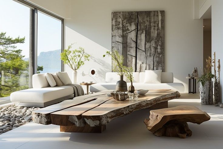 Exquisite Wood Coffee Table - Wood Coffe Table, Wabi Sabi Furniture, Live Wood Coffee Table Rectangle, Wabi Sabi Living, Wabi Sabi Living Room, Coffee Table Pictures, Minimalist Living Room Design, Weathered Furniture, Elegant Living