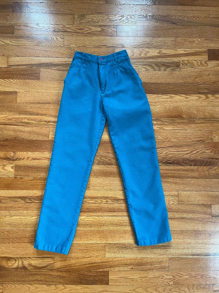 This is amazing. Would be a perfect throwback item in any collection/wardrobe. Also would be a great gift. Don't miss out on this one.  Condition is exactly as pictured.  Size youth medium. Please refer to the measurements for the exact sizing.  Please make sure you know what you're ordering because there are no returns or cancellations. Thank you!! Jeans Unique, Unique Materials, Girls Wardrobe, Gloria Vanderbilt, Wool Pants, Kids Pants, Pants Jeans, New Wave, Teal Blue