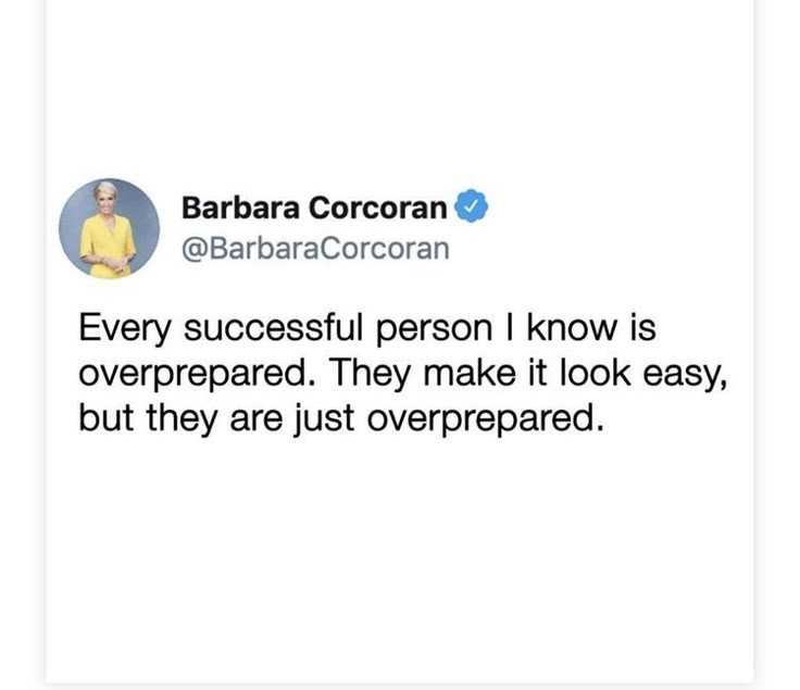 a tweet that reads, barbara coccoran is very successful person i know is overprepped they make it look easy, but they are just covered