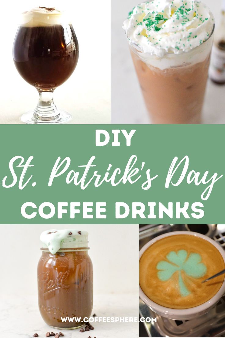 St Patrick's Day green coffee drinks Irish Coffee Bar Party, St Patrick’s Day Coffee Drinks, Irish Coffee Bar, March Coffee Drinks, Easter Coffee Drinks, Easy Coffee Drinks Recipes, The Best Iced Coffee, Barista Life, Coffee Names