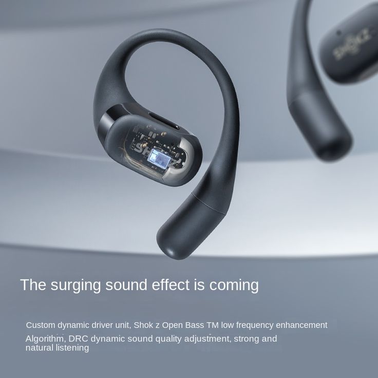 an advertisement for the samsung sound effect is coming out of earphones, and it appears to be in motion