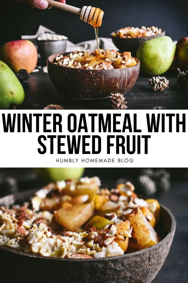 Close up of a winter oatmeal bowl Stewed Fruit Breakfast, Fall Rituals, Winter Oatmeal, Plant Protein Recipes, Fruit Oatmeal, Stewed Apples, Winter Fruits, Stewed Fruit, Oatmeal Bowl