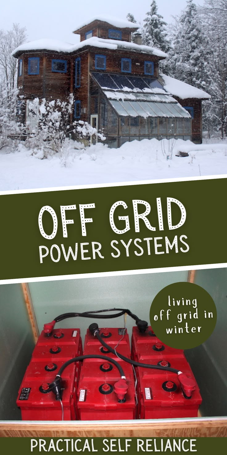 Maintaining Off Grid Power Systems in Winter - Living off grid in winter comes with its struggles. From maintaining off grid power systems to making sure our off grid water system doesn't freeze. off grid living for beginners | off grid winter living | winter off grid living | off grid solar power Building A Cabin Off Grid, Building Off The Grid Home, Off Grid Power How To Build, Off Grid Cold Climate, Off Grid Dish Washing, Off Grid Survival Projects, Off Grid Washer And Dryer, Off Grid Ac, Off The Grid Paint Color