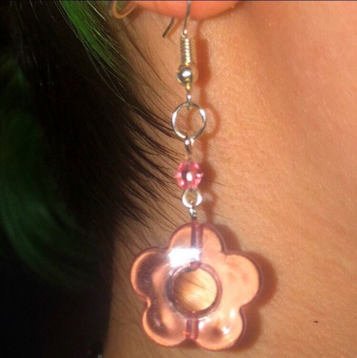 Beaded light pink flower earrings Pink Dangle Flower Earrings For Spring, Pink Flower Decoration Drop Earrings, Pink Flower Shaped Pierced Earrings, Elegant Pink Flower Beaded Earrings, Summer Pink Pierced Jewelry, Pink Dangle Flower Charm Earrings, Pink Dangle Jewelry With Flower Decoration, Handmade Pink Flower-shaped Earrings, Pink Feminine Dangle Flower Earrings