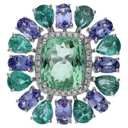 Meghna Jewels Tourmaline Emerald Tanzanite Diamond 18 Karat Gold Ring For Sale at 1stDibs Amazon River, Tanzanite Diamond, Jewels Rings, Jewel Box, The Jewel, Wedding Veils, Love Ring, Gold Jewelry Fashion, Sapphire Diamond