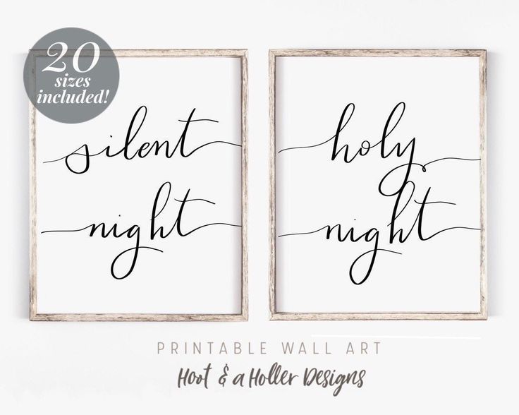 "Silent Night Holy Night" printable wall art sign. A farmhouse Christmas inspired instant download. Buy. Download. Print. Frame. A quick, easy, inexpensive way to add a touch of rustic farmhouse Christmas charm to your home or as a gift! Perfect for the holiday season! This listing is for a DIGITAL FILE of this artwork. No physical item will be sent. If you'd like to change the color add this listing to your purchase: https://www.etsy.com/listing/779480771 5 JPG FILES INCLUDED TO PRINT IN THE FO Hymn Print, Silent Night Holy Night, O Holy Night, Holiday Printables, Christmas Charms, Holiday Prints, Christmas Print, Jingle All The Way, Holy Night