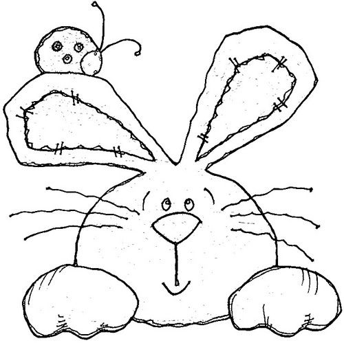 a drawing of a bunny with an insect on it's back