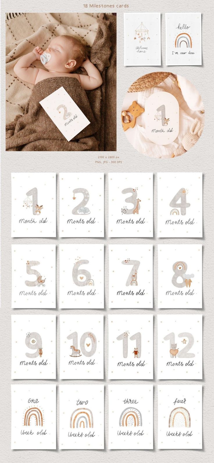 a baby's birth announcement with the numbers in gold, white and brown on it