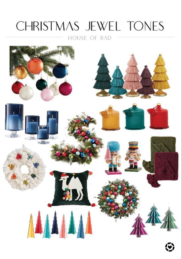 Colorful Christmas decor Burgundy And Blue Christmas Decor, Jewel Christmas, Jewel Toned Christmas Decor, Jewel Tone Holiday Decor, Jewel Christmas Decorations, Christmas Decor Trends 2022/23, Bright Red Christmas Decor, Modern Christmas Garland, Christmas Decoration Trends 2022/23