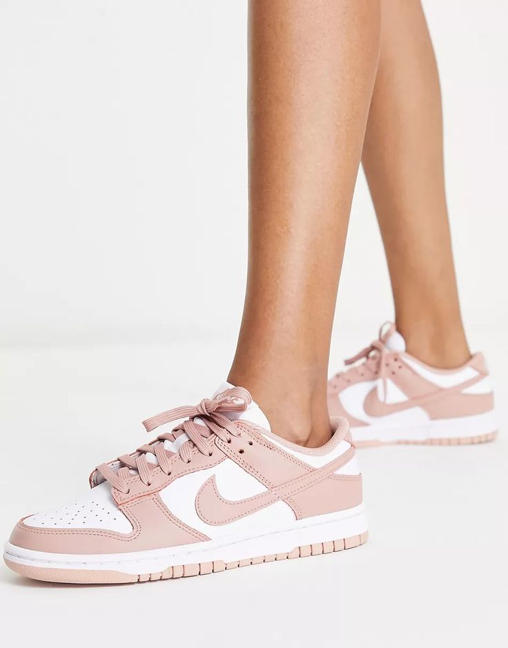 Nike Dunk Low sneakers in rose pink | ASOS Nike Sneakers With Textured Sole For Light Sports, Pink Sports Sneakers With Vulcanized Sole, Pink High-top Lace-up Sneakers With Textured Sole, Pink Athleisure Sneakers With Rubber Sole, Pink Lace-up High-top Sneakers With Textured Sole, Pink High-top Running Sneakers With Round Toe, Pink High-top Sneakers For Running With Round Toe, Pink Athleisure High-top Sneakers With Boost Midsole, Pink Running Shoes With Rubber Waffle Outsoles For Streetwear