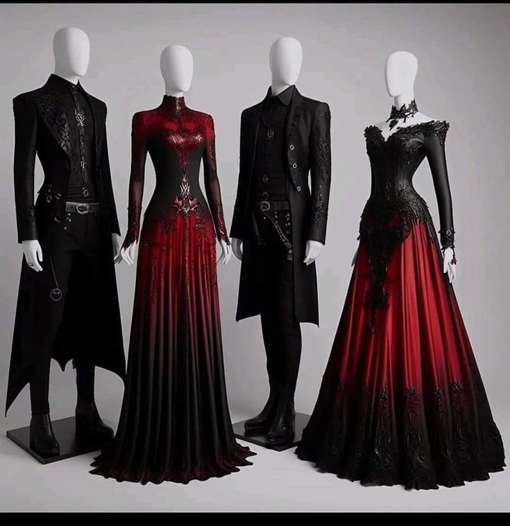 Dress Types Chart Names, Vampire Formal Dress, Gothic Wedding Dress Red, Medieval Goth Outfits, Dark Fantasy Dress Aesthetic, Vampire Queen Outfit, Vampire Ball Outfit, Gothic Wedding Outfit, Vampire Dress Modern