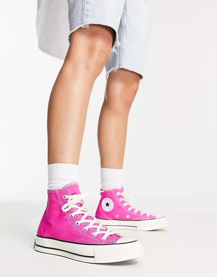 Converse Chuck 70 Hi sneakers in pink | ASOS Pink Lace-up High-top Sneakers With Rubber Sole, Pink Sports Sneakers With Studded Outsoles, Pink Sneakers With Studded Outsoles For Sports, Pink High-top Sneakers With Laces For Sports, Pink High-top Sports Sneakers, Pink Lace-up High-top Sports Sneakers, Pink Sports Sneakers With Vulcanized Sole, Casual Pink High-top Sneakers With Vulcanized Sole, Converse Canvas Shoes For Sports