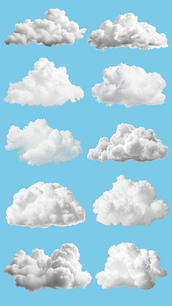 the sky is filled with white clouds on a blue background and there are no clouds in sight