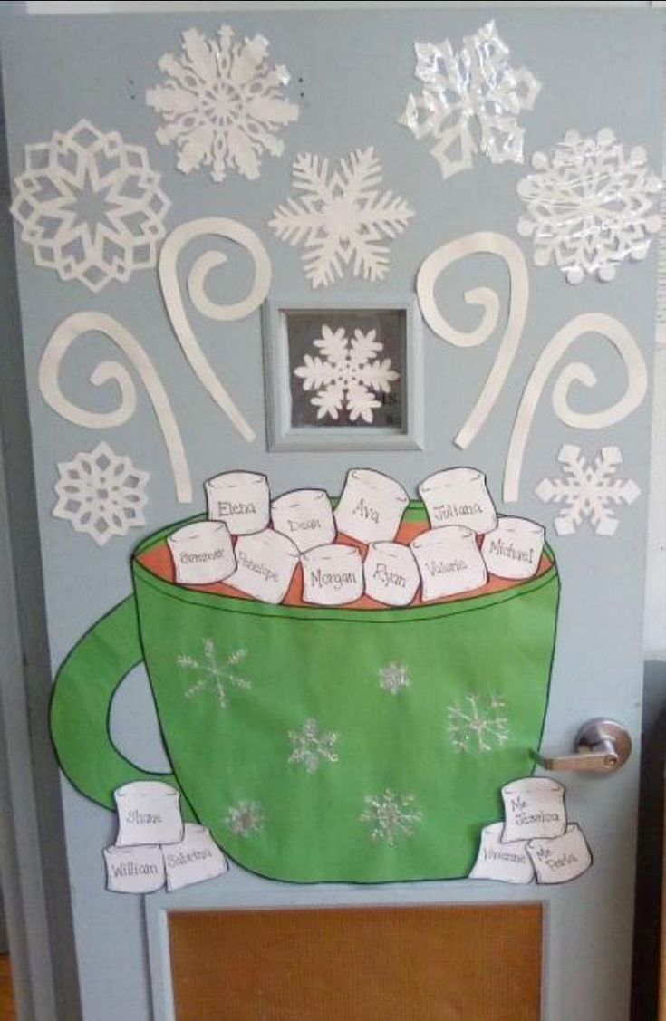 Bulliten Board Christmas Ideas, Winter Door Display Classroom, Winter Ideas For Classroom Doors, Holiday Posters For School, Classroom Decor Door Christmas, Preschool Classroom Door Ideas Christmas, January Decorations Classroom, Holiday Bulliten Boards, Teacher Door Decorations Christmas Decorating Ideas