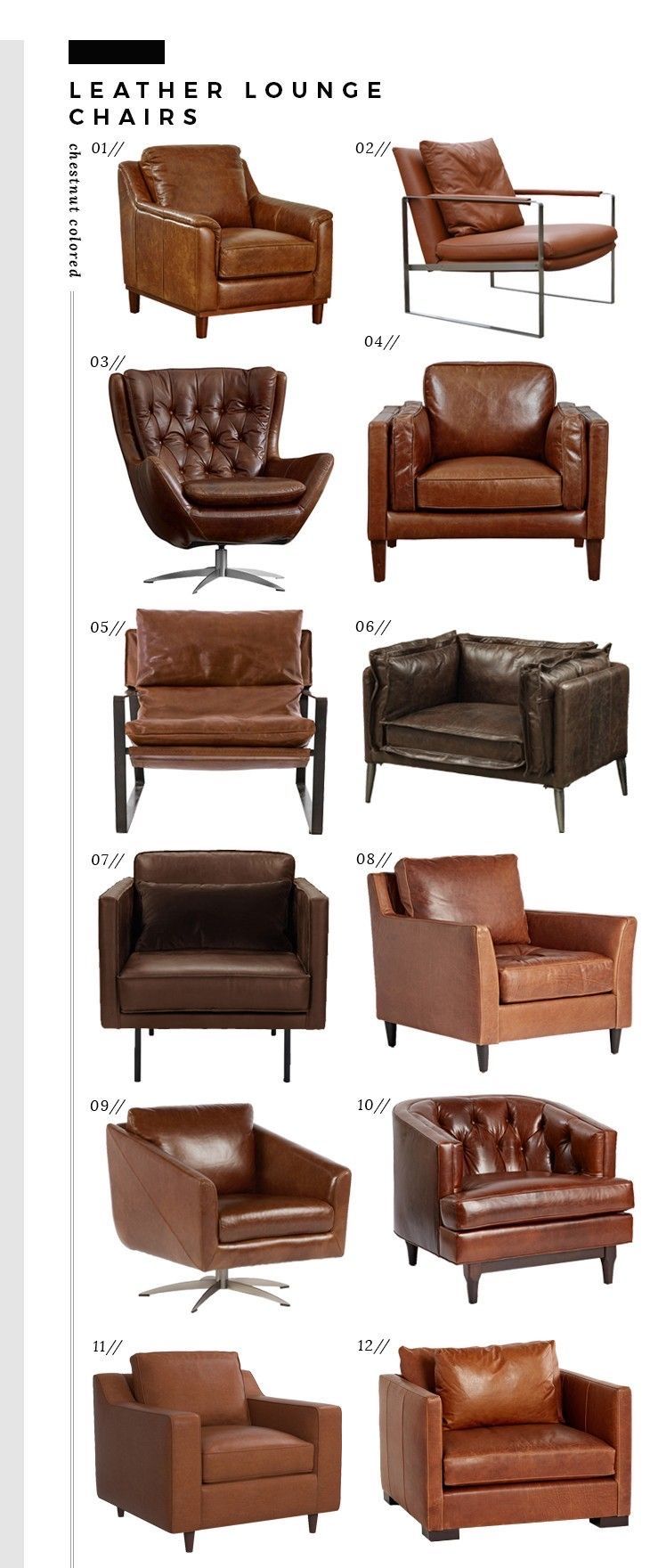 different types of leather couches and chairs