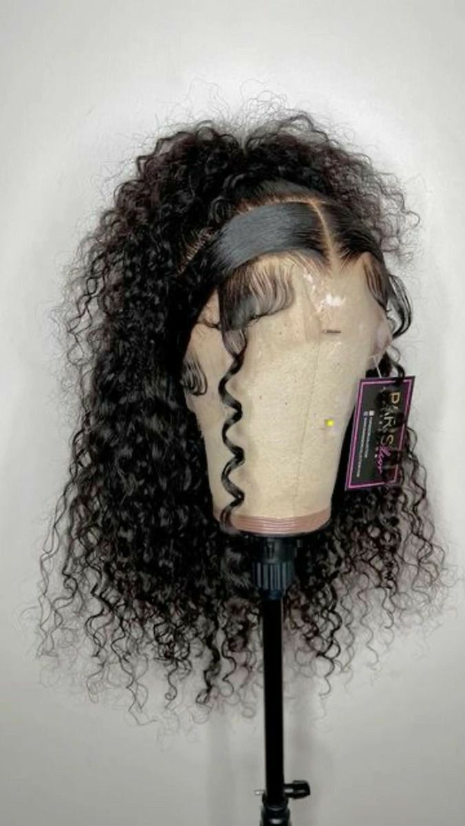 Frontal Claw Clip, Fluffy Edges Lace Wig, Curly Bob Frontal Hairstyles, Lace Curly Wigs, Water Wave Wig Claw Clip Hairstyles, Claw Clip Water Wave Wig, Claw Clip Hairstyles Lace Wig, How To Style Wet And Wavy Wig, Curly Lace Front Wigs Puffy