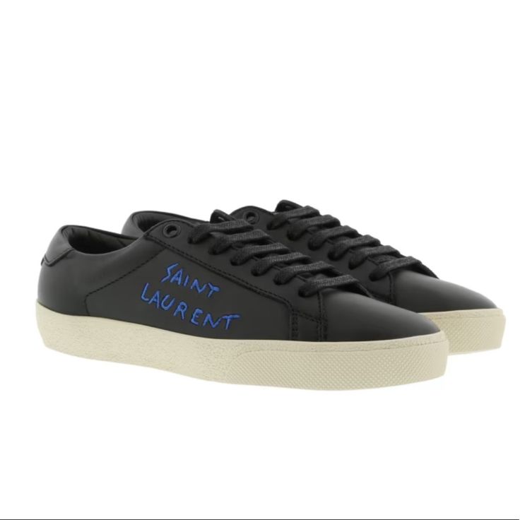 Elevate Your Style With These Court Classic Sl 06 Sneakers From Saint Laurent. Designed For Women, These Sneakers Feature A Lace-Up Closure, A Round Toe, Embroidered Logo Detail, And A Padded Tongue And Collar For Maximum Comfort. Made From Calf Leather With A Rubber Sole, These Sneakers Are Both Stylish And Durable. Brand New! Black Lace-up Sneakers With Embroidered Logo, Black Embroidered Logo Lace-up Sneakers, Designer Low-top Custom Sneakers With Vulcanized Sole, Black Custom Lace-up Sneakers With Embroidered Logo, Black Lace-up Custom Sneakers With Embroidered Logo, Black Custom Sneakers With Embroidered Logo, Black High-top Custom Sneakers With Embroidered Logo, Designer Sneakers With Leather Sole For Streetwear, Casual Black Custom Sneakers With Embroidered Logo