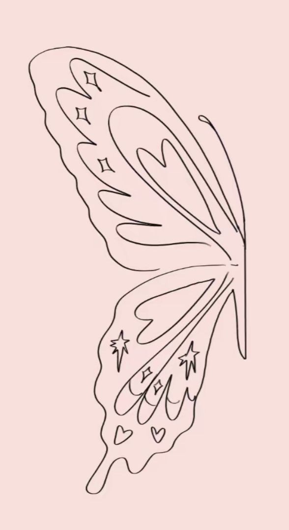 a drawing of a butterfly on a pink background