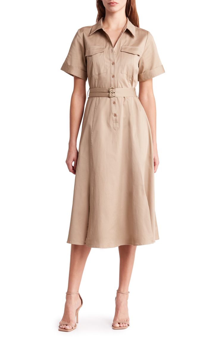 Perfect for work or play, this belted shirtdress is designed with flap pockets and abbreviated cuffed sleeves. 47 1/2" length (size Medium) Button half-placket Spread collar Short sleeves Chest flap patch pockets Removable belt Unlined 100% cotton Hand wash, line dry Imported Cotton Shirt Dress, Linen Blouse, Built In Wardrobe, Nordstrom Store, Fabric Gifts, Free Fabric, Anniversary Sale, Cuff Sleeves, Hugo Boss