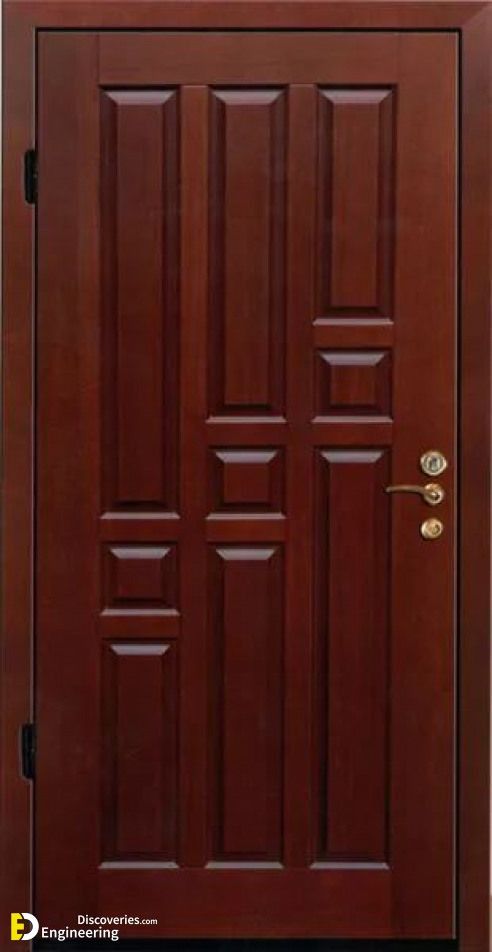 a wooden door with two side panels