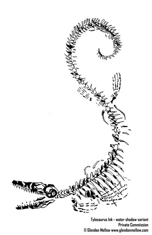 a black and white drawing of an alligator's tail