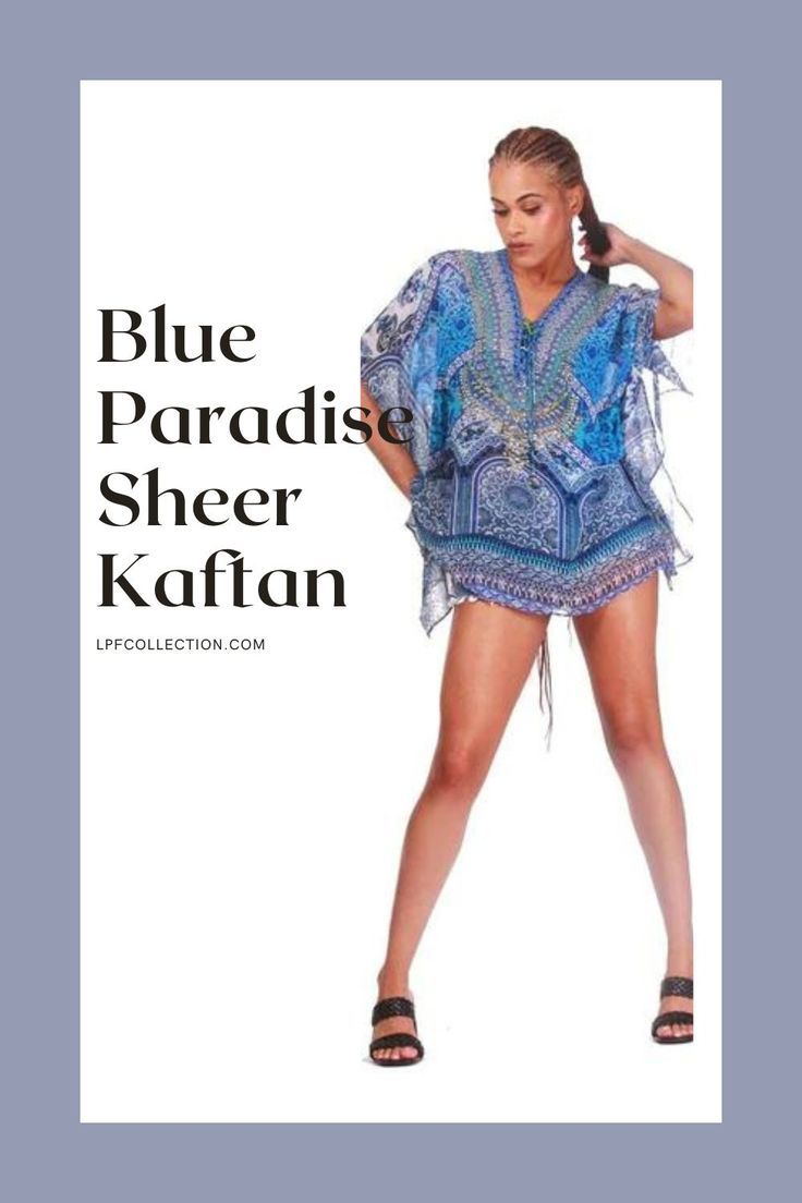 Looking for a glamorous addition to your wardrobe? Look no further than the Blue Paradise Sheer Kaftan! This must-have piece is the perfect combination of luxury and style. Crafted with silky poly georgette, it feels as luxurious as it looks. The Blue Fantasy mix media print is a stunning combination of paisleys and flowers that will turn heads wherever you go. Sheer Kaftan, Mix Media, Must Haves, Paisley, Paradise, Wardrobe, Media, Flowers, Blue