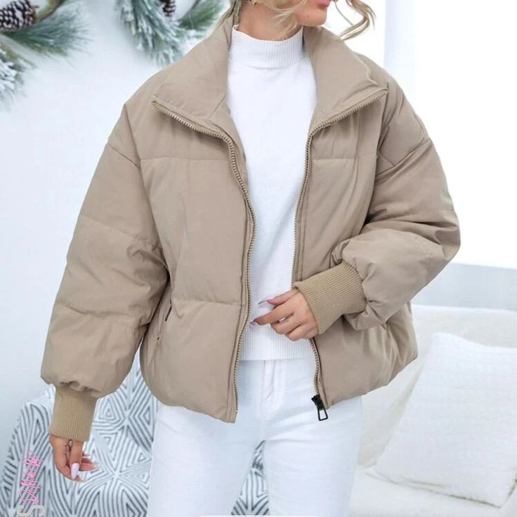 Never Worn, Brand New Without Tags. Women’s Size Large But Has An Oversized Fit. Beige/Light Brown Color. Zipper Closure And Zip Pockets. No Blemishes. Smoke Free, Pet Free Home. I Normally Wear A Large In Coats And I’d Say This Fits More Like An Xl. I Ordered This From Shein But It Doesn’t Fit Me And I Don’t Want To Go Through The Lengthy Process Of Returning It. Khaki Puffer Jacket For Cold Weather In Fall, Fall Khaki Puffer Jacket For Cold Weather, Beige Long Sleeve Puffer Jacket For Winter, Casual Beige Puffer Jacket For Cold Weather, Casual Beige Hooded Puffer Jacket, Beige Outerwear For Outdoor Fall Season, Beige Winter Puffer Outerwear, Beige Puffer Winter Outerwear, Beige Puffer Outerwear For Outdoor