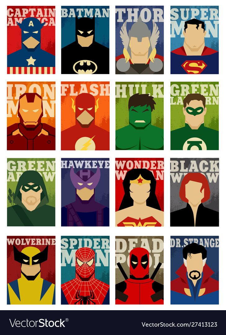 an image of superheros in different colors