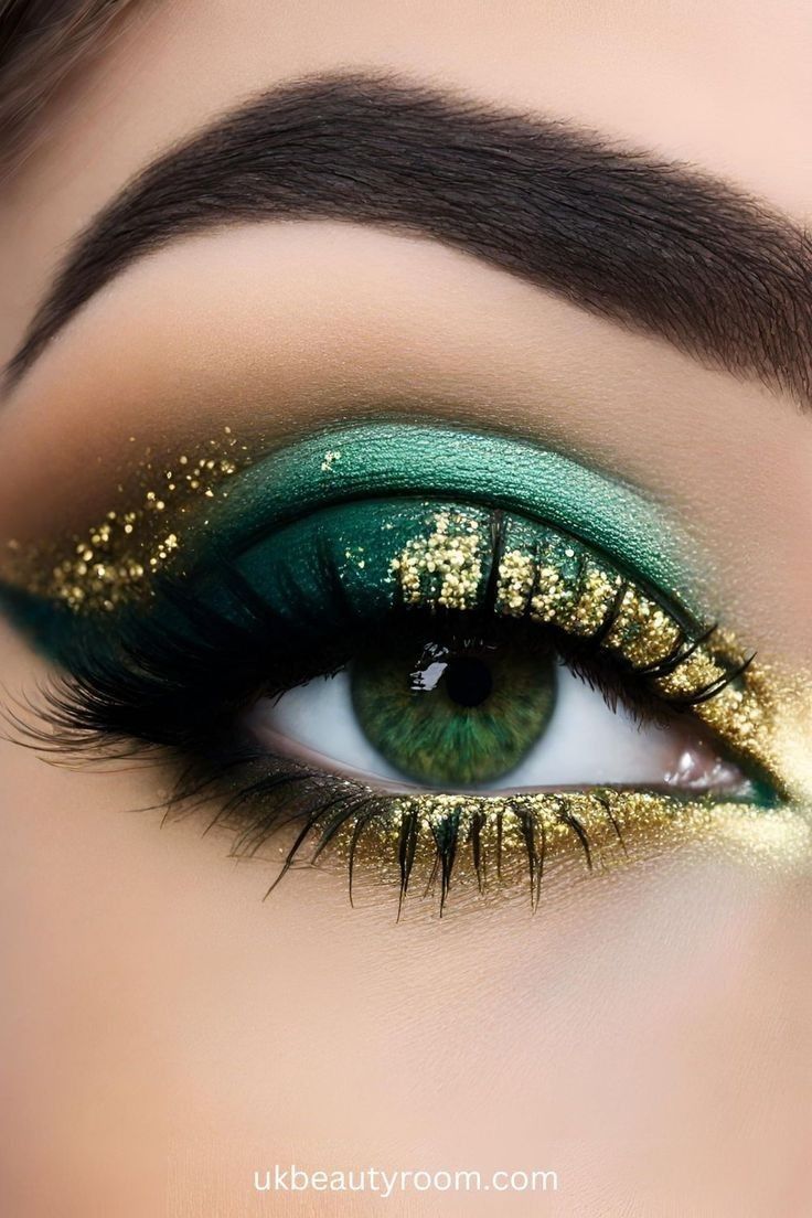 Blue Eye Makeup Outfit, Boho Makeup Looks Wedding, Smokey Eye Makeup Step By Step Blue Eyes, Blue Makeup For Green Eyes, Blue Green Eyes Makeup, Vibrant Eyeshadow Looks, Blue And Green Eyeshadow Looks, Gold And Green Makeup, Dark Green Makeup Looks