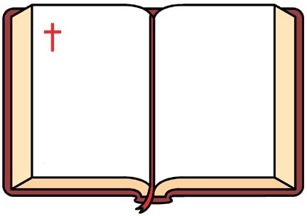 an open book with a red cross on it