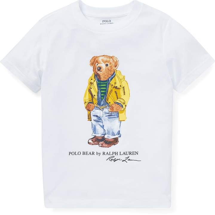 Ralph Lauren Polo Bear Cotton T-Shirt Polo Bear, The Windy City, Bear T Shirt, White Shirts, Jersey Tee, Short Sleeve Polo, Cotton Shirt, Polo Ralph, Black Shirt