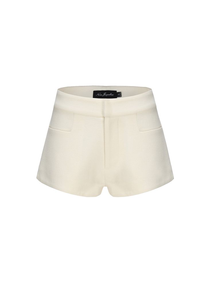 Luxury Timeless Bottoms With Pockets, Luxury Women's Shorts With Side Pockets, Luxury White Linen Shorts, Classic Luxury Shorts With Pockets, Luxury Classic Shorts With Welt Pockets, Chic Luxury Shorts, Chic Luxury High Rise Shorts, Luxury Chic High Rise Shorts, Luxury Fitted Modern Shorts