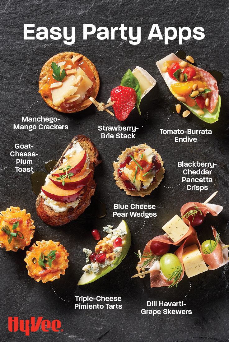 an image of appetizers on the menu for party