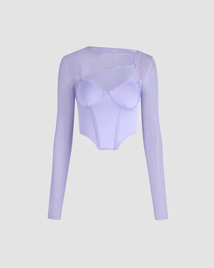 Details: Purple corset top with mesh gloves designLength: NormalSleeve Length: Long sleevesMaterials: 95% Polyester + 5% Spandex Purple Corset Top, Purple Corset, Mesh Gloves, Mesh Long Sleeve Top, Gloves Design, Cami Crop Top, Mesh Long Sleeve, Maxi Dresses Casual, Crop Top Blouse