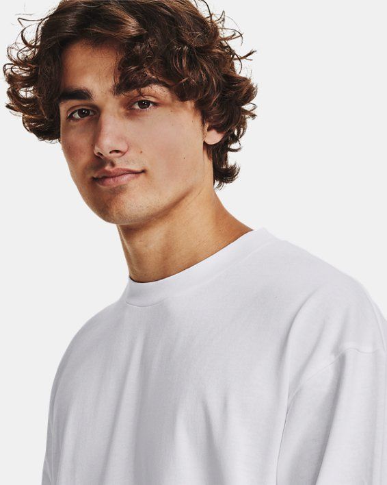 Heavyweight, soft cotton-blend fabric provides all-day comfort|Ribbed collar & cuffs Cotton Tops With Ribbed Collar For Streetwear, Everyday Cotton Tops With Ribbed Cuffs, Cotton Tops With Ribbed Cuffs For Everyday, Casual Tops With Ribbed Collar And Relaxed Fit, Basic Tops With Ribbed Collar And Relaxed Fit, Cotton Crew Top With Ribbed Cuffs, Casual Tops With Ribbed Collar For Everyday Wear, Cotton Tops With Ribbed Cuffs For Loungewear, Under Armour Casual Tops For Fall