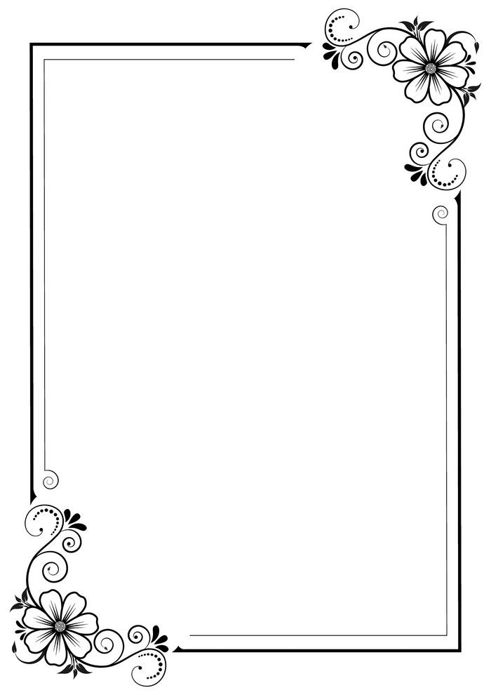 a black and white frame with flowers on it