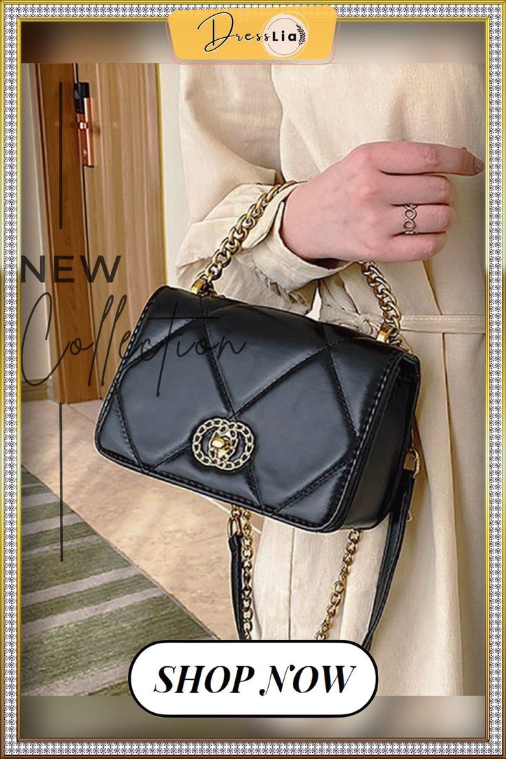 Quilted Chain Strap Casual Bag Fashionable Chain Satchel Shoulder Bag, Fashion Chain Satchel Shoulder Bag, Daily Use Square Shoulder Bag With Chain, Rectangular Shoulder Bag With Chain Strap, Square Bags With Chain Strap For Shopping, Rectangular Bag With Gold Chain, Chic Satchel Bag With Chain Detail, Chic Satchel Bag With Chain, Rectangular Shoulder Bag With Chain For Shopping