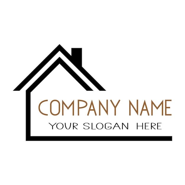 a house logo with the words company name