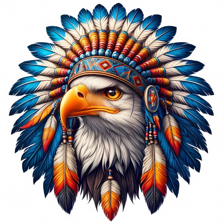 an eagle wearing a native american headdress