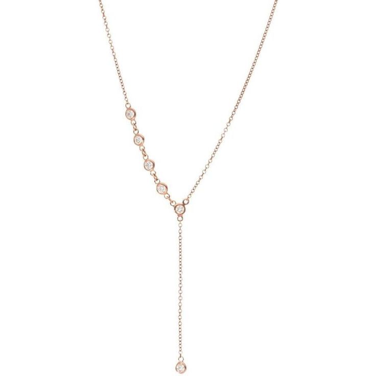 Sofer Jewelry - Half Plain Bezel Diamonds By The Yard Drop Necklace in 14K Rose Gold Diamond Backdrop Necklace As A Gift, Luxury Round Lariat Necklace For Formal Occasions, Dazzling Rose Gold Diamond Necklace, Rose Gold Lariat Necklace For Formal Occasions, Formal Yellow Gold Backdrop Necklace With Clavicle Chain, Formal Yellow Gold Backdrop Necklace, Elegant Round Necklace With Rose Cut Diamonds, Delicate Rose Cut Diamond Jewelry For Formal Occasions, Delicate Formal Jewelry With Rose Cut Diamonds