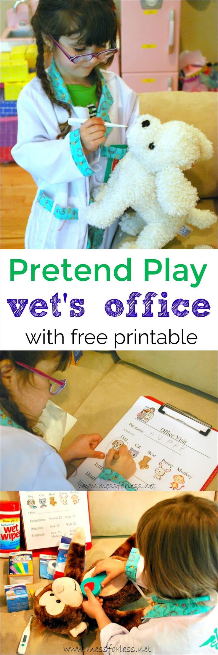 Set up a Pretend Play Vet's Office - Free Printable for Vet's Office for kids. Office For Kids, Kids Gratitude Journal, Gratitude Journal For Kids, Camping Activities For Kids, Pet Theme, Vet Office, Dramatic Play Preschool, Dramatic Play Area, Dramatic Play Centers