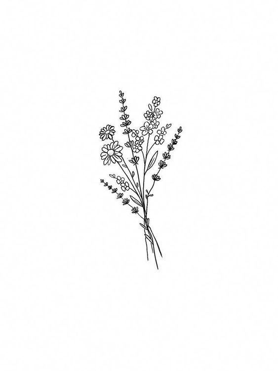 a black and white drawing of some flowers