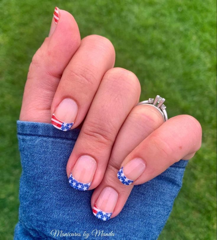 Colorstreet #july4th #memorialday #colorstreetnails #frenchtipnaildesigns Color Street Red, July 4th Nails, Patriotic Picnic, 4th Nails, Patriotic Nails Design, Nails Almond Shape, Nail Combos, Patriotic Nails, Usa Nails