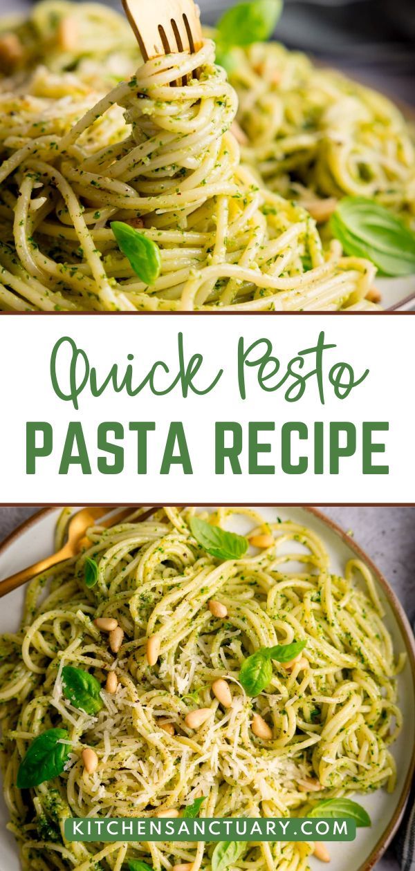 quick pesto pasta recipe with basil and pine nuts