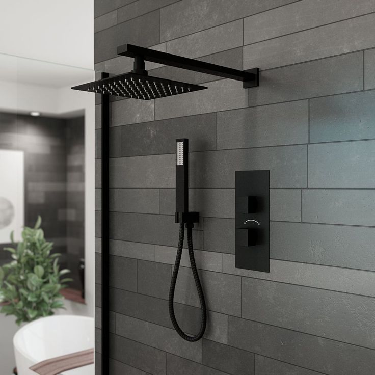 the shower head is mounted on the wall